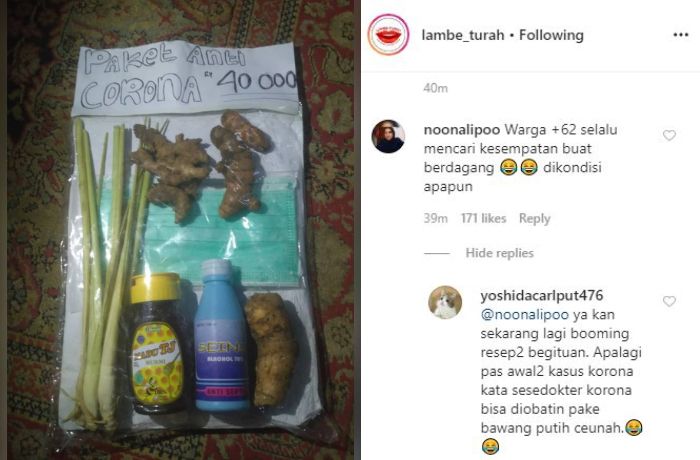 Meningkatnya kekhawatiran terkait penularan covid-19 justru membuat warga membuat sepaket bingkisan rempah-rempah untuk diperjualbelikan.