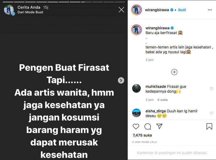 Peringatan yang ditulis Wirang Birawa usai kabar penangkapan Vanessa Angel