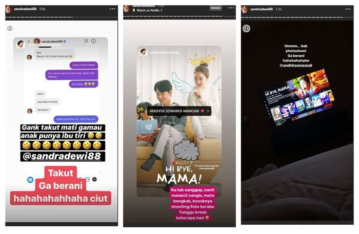 Unggahan Sandra Dewi di Insta story miliknya