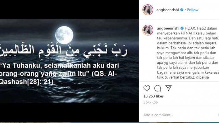 Curhatan kekasih Adly Fairuz, Angbeen Rishi tentang kehidupannya.  