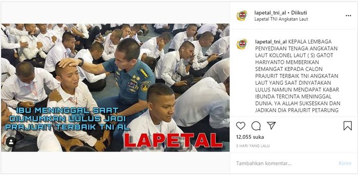 Viral prajurit TNI AL menangis sesenggukan usai dengar kabar ibunya meninggal dunia di hari kelulusan.