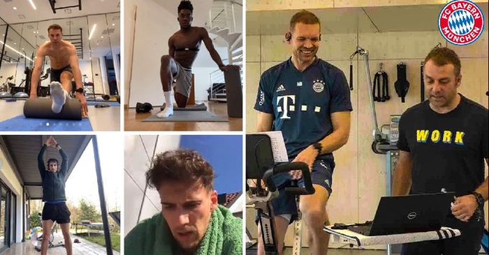 Bayern Muenchen melakukan latihan secara online di tengah wabah virus corona. 