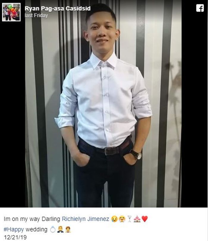 Ryan mengunggah foto sebelum pernikahannya.
