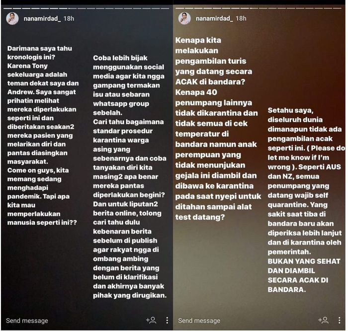 Tulisan Nana Mirdad yang menyayangkan penanganan Tony dan Isis