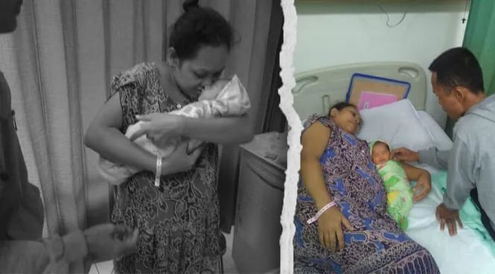 Sarwanto bersama istrinya, Regina dan anak.
