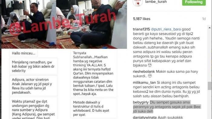 Pengakuan netizen tentang keseharian bintang sinetron Adipura.