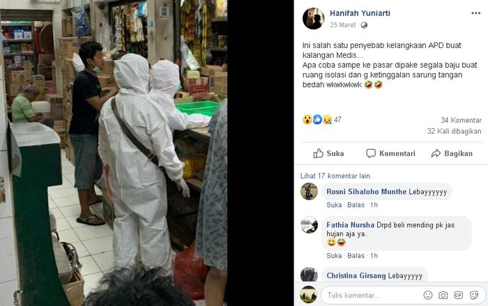 Alat Medis Nyaris Habis karena Virus Corona, Emak-Emak Ini Malah Pakai APD Untuk Belanja ke Pasar, Politisi Surabaya Angkat Bicara