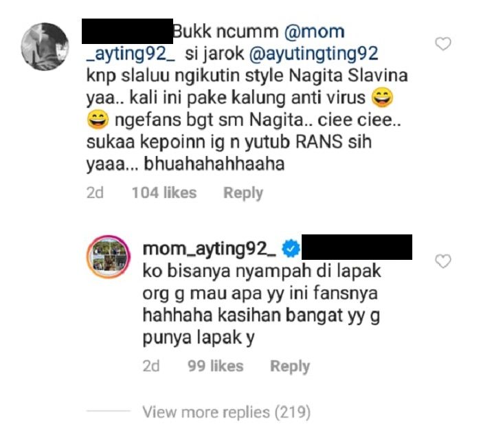 Balasan menohok ibunda Ayu Ting Ting untuk netizen yang meledek anaknya menjiplak Nagita Slavina