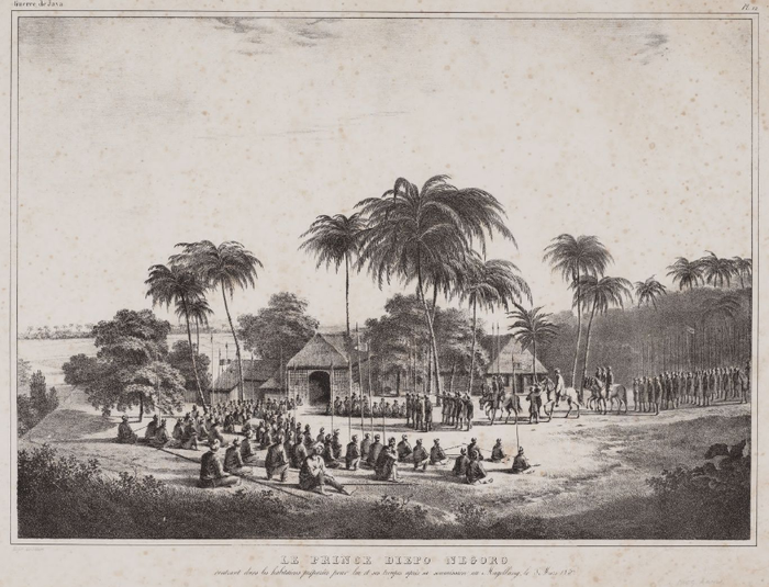 Lukisan saat Dipanagara dan 800 pasukannya mendirikan kemah di sebuah delta di Sungai Progo. Pulau tersebut berada di Dusun Meteseh, Kota Magelang, tak jauh dari Wisma Residen Kedu. Lukisan bertajuk Le prince Diepo Negoro, ventrant dans les habitations preparees pour lui et ses troupes après sa soumissions au Magellang, le 8 Mars 1830 karya François Vincent Henri Antoine de Stuers.