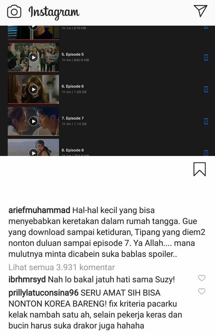 Komentar Prilly Latuconsina diunggahan YouTuber Arief Muhammad.