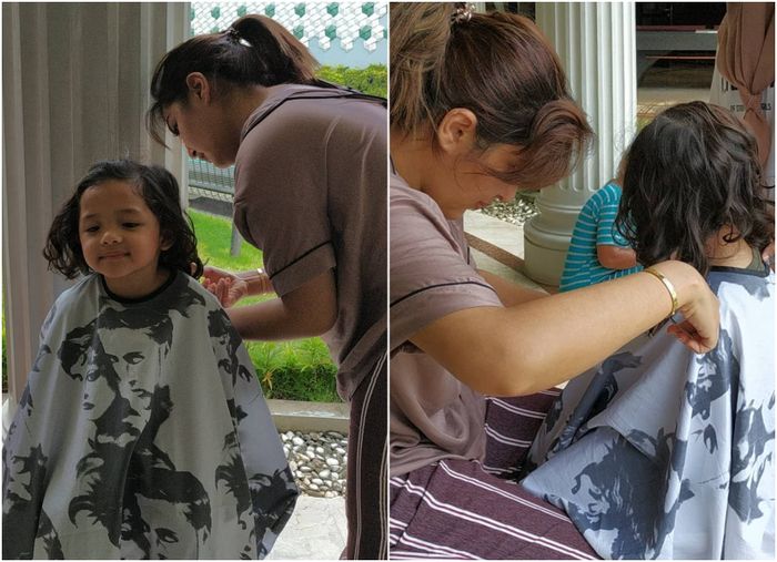 Ashanty memotong rambut Arsya