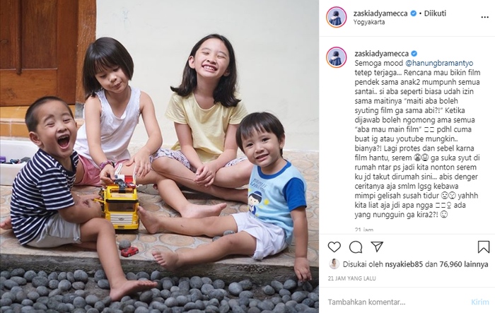 Zaskia Adya Mecca ceritakan rencana Hanung Bramantyo untuk membuat film pendek.