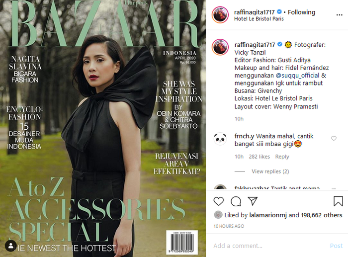 Nagita Slavina sebagai sampul majalah Bazaar