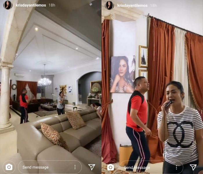 Krisdayanti asyik karaoke di rumah mewahnya