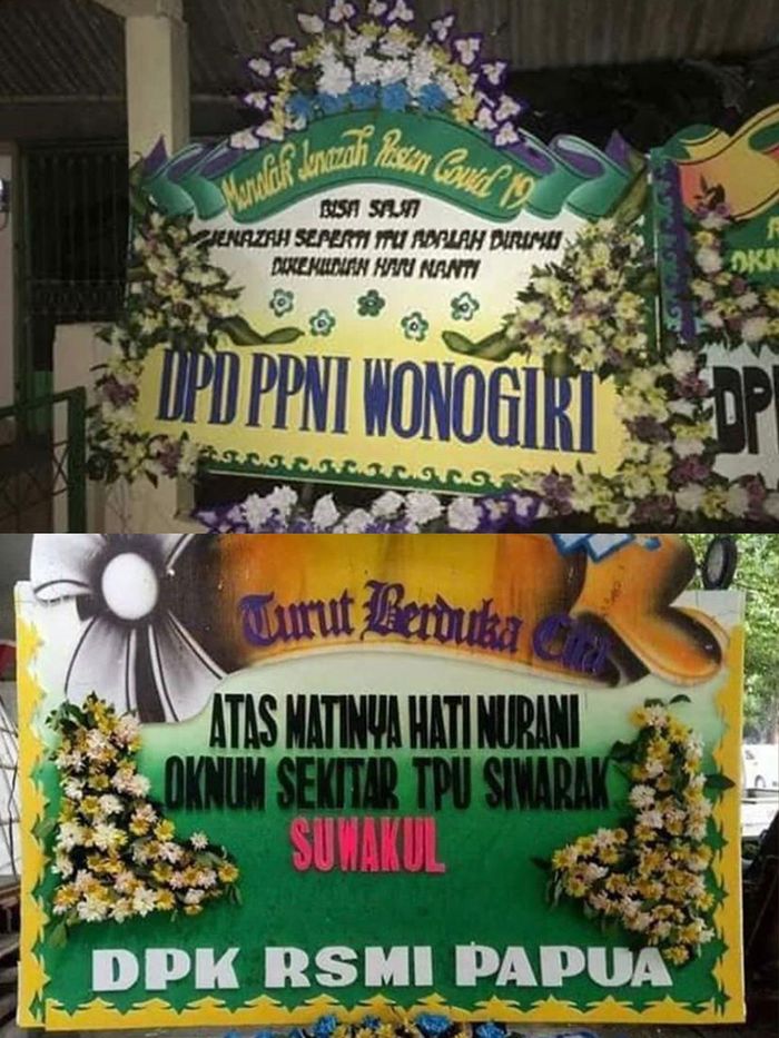 Karangan bunga di TPU dan rumah Pak RT