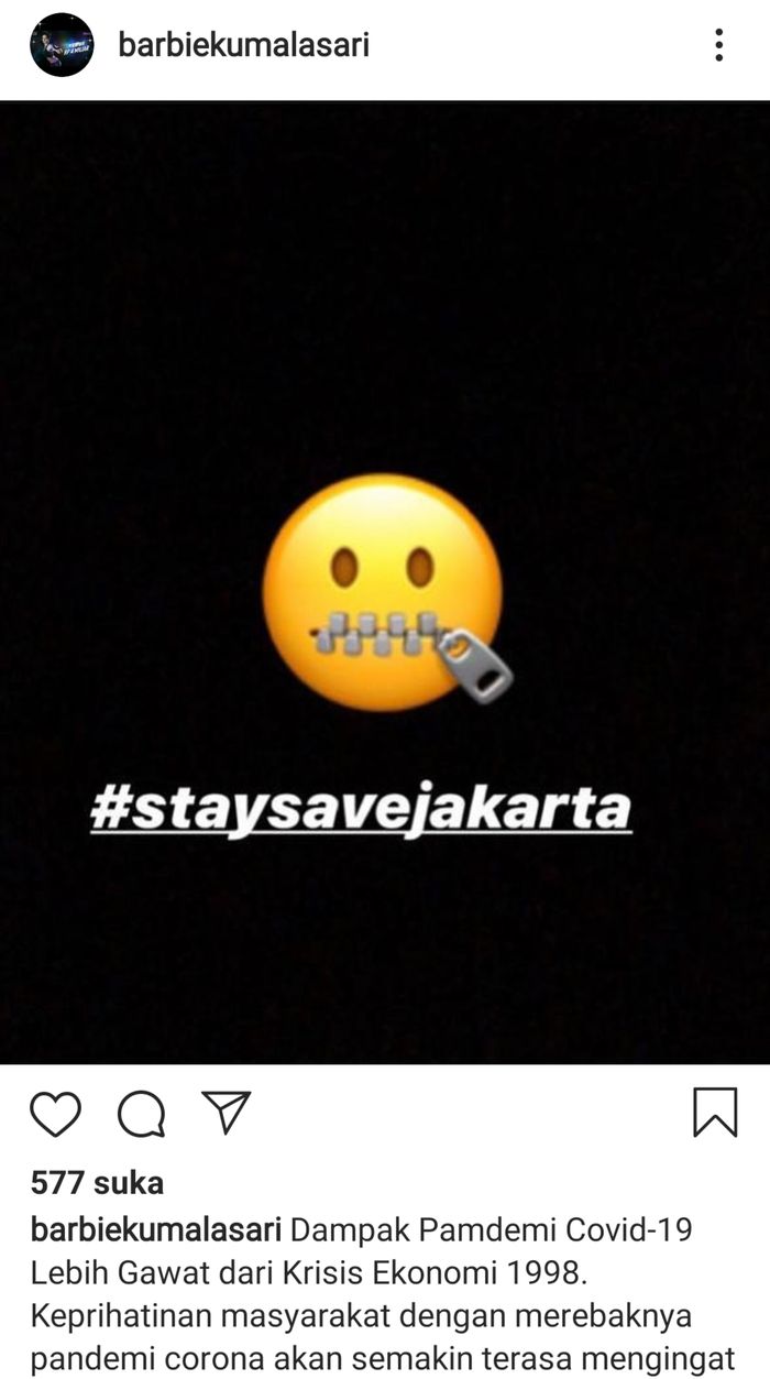 Tulisan Barbie Kumalasari panen hujatan.