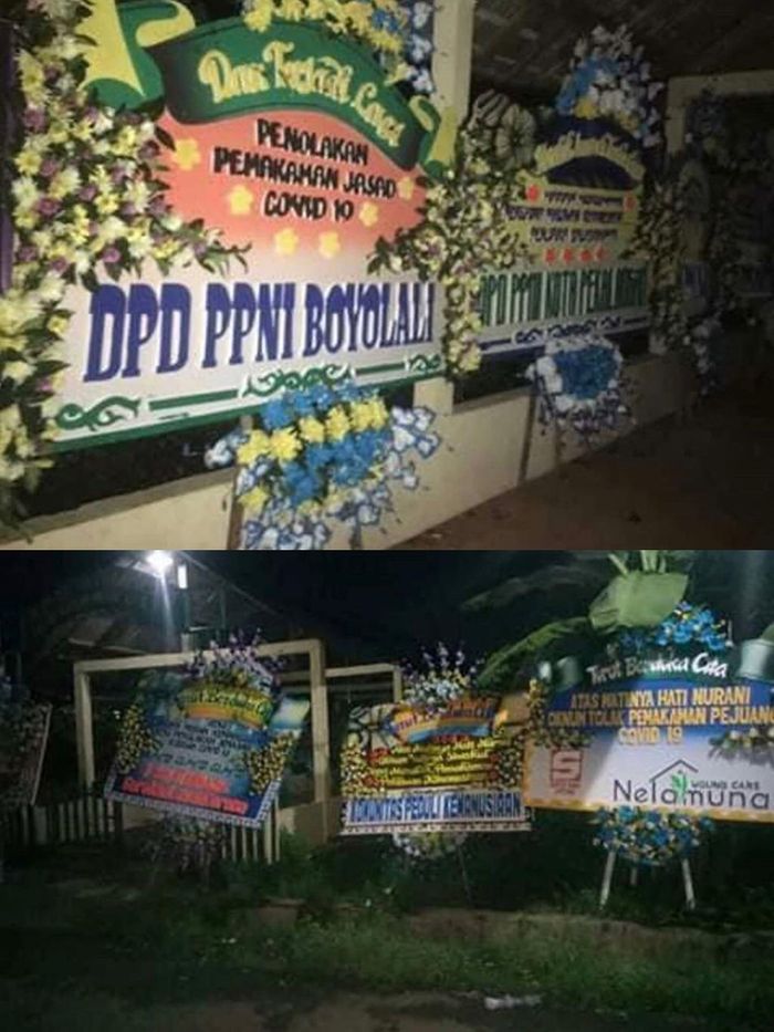 Karangan bunga penuhi TPU dan rumah pak RT