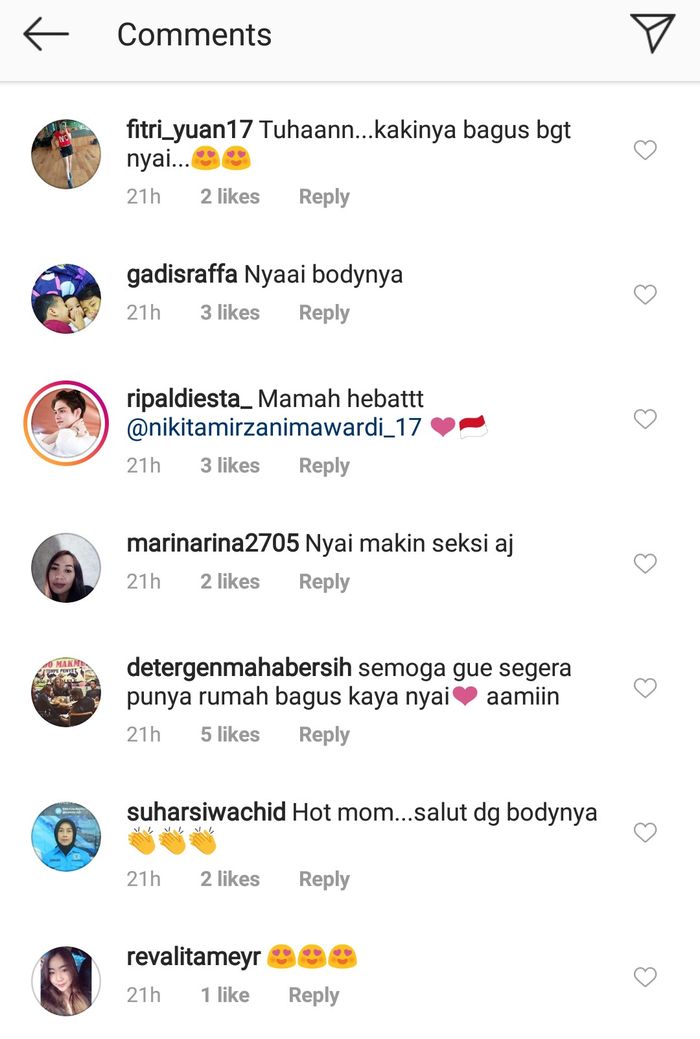 Komentar netizen di unggaham Nikita Mirzani