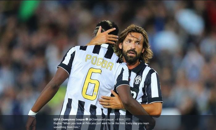 Paul Pogba (Kiri) mengaku belajar banyak dari mantan rekan setimnya, Andrea Pirlo.