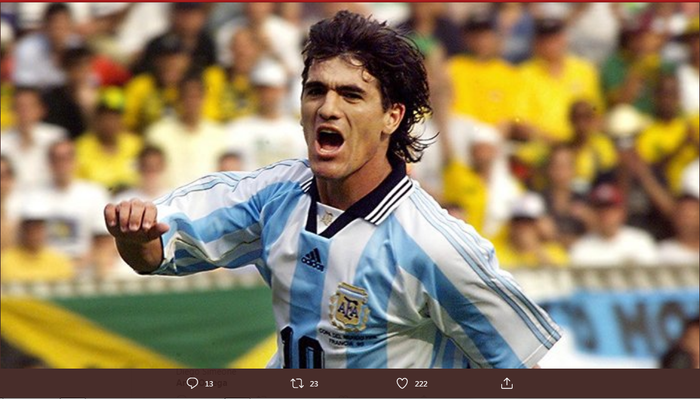 Ariel Ortega saat membela timnas Argentina.