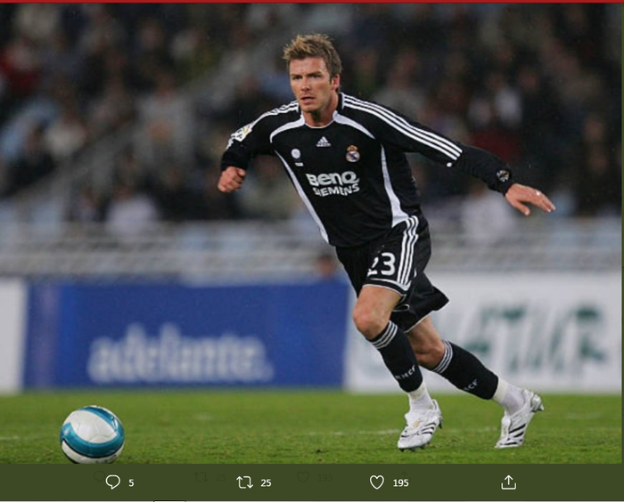 David Beckham saat masih berseragam Real Madrid.