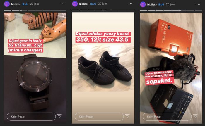 Jam, sepatu dan kamera yang dijual Bibi