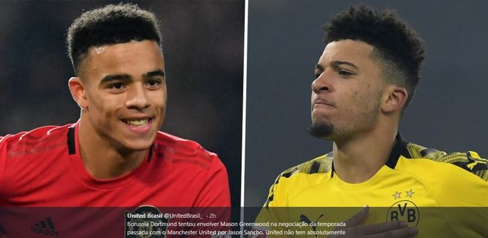 Borussia Dortmund coba manfaatkan minat Manchester United pada Jadon Sanho untuk merekrut wonderkid The Red Devils, Mason Greenwood.