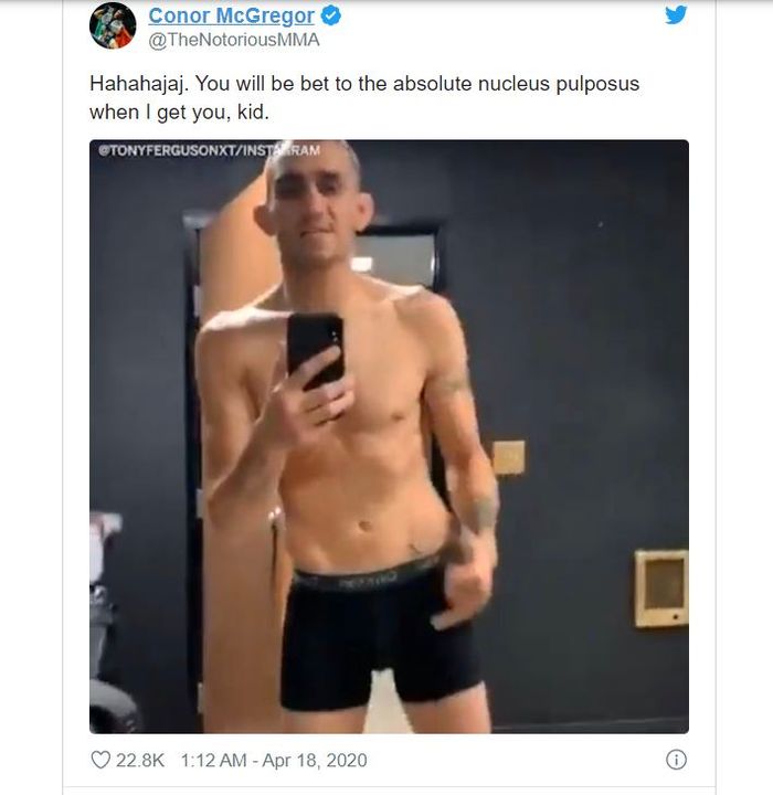 Unggahan Conor McGregor di Twitter sebelum akhirnya dihapus olehnya.