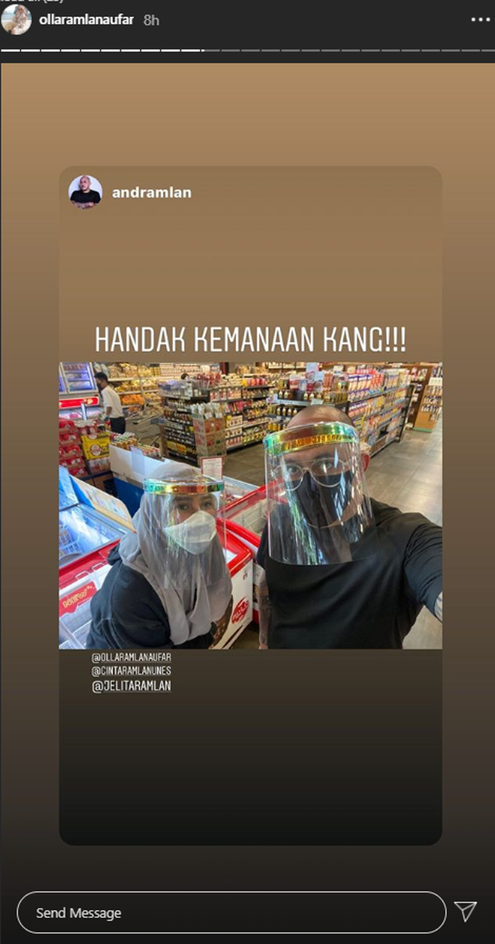 
Olla Ramlan pergi ke supermarket pakai face shieldInstagram/ollaramlanaufar