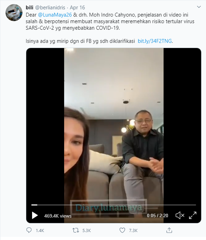 komentar keras dokter Berlian mengenai unggahan Luna Maya