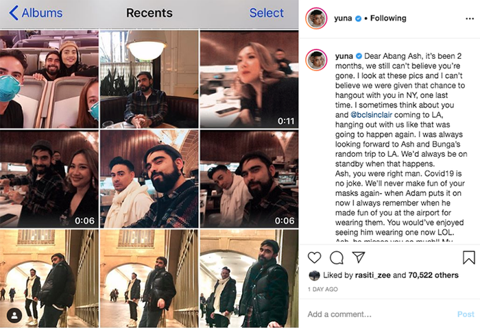 Unggahan Yuna soal kepergian Ashraf