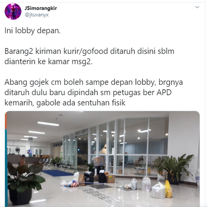 Cuitan pasien di Wisma Atlet Kemayoran.