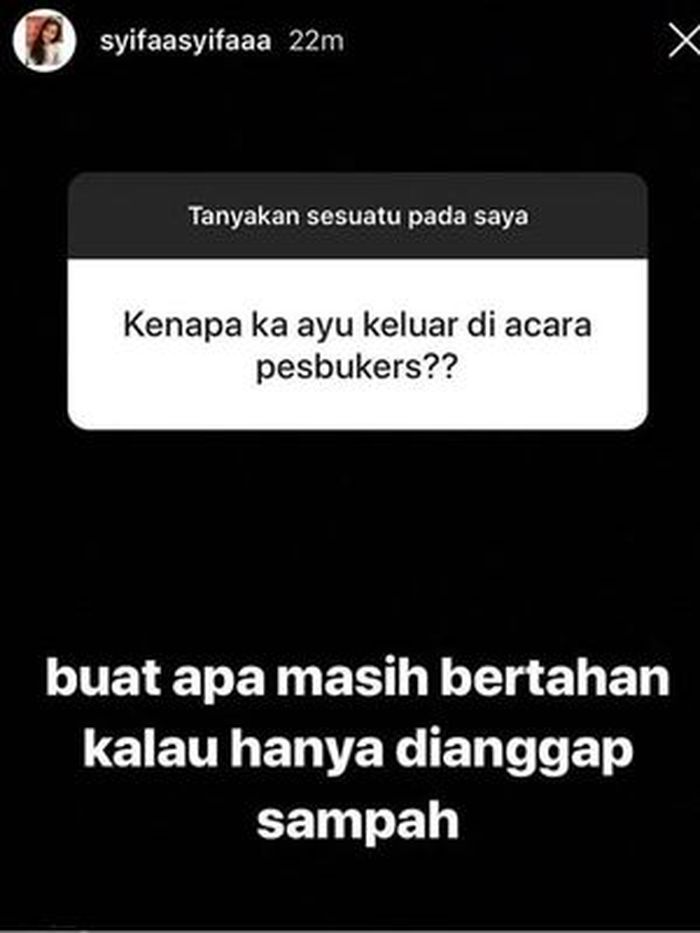 Bidik layar Instagram Story adik Ayu Ting Ting, Syifa, yang menjadi viral.