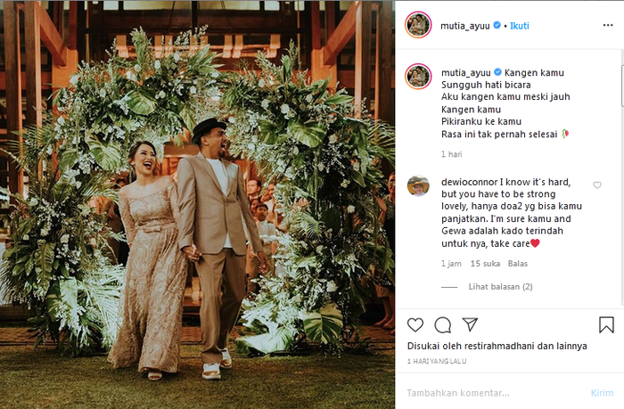 Cara Mutia Ayu ungkap kerinduan dengan suaminya