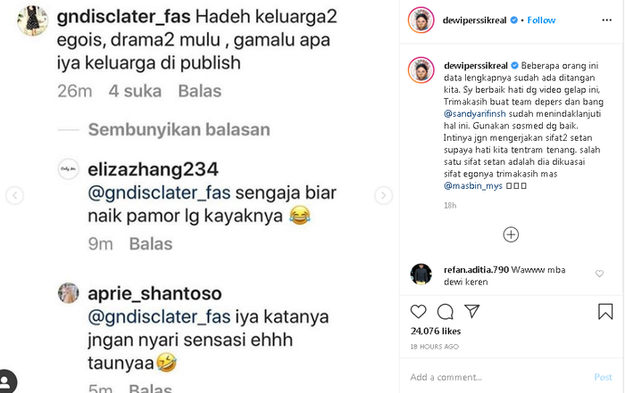  Dewi Perssik beri tindakan  tegas kepada netizen yang menuduh keluarganya settingan.
