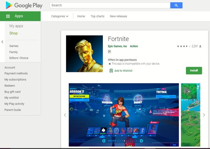 Fortnite is now available on the Google Play Store