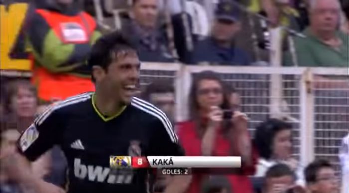 Kaka tampil gemilang dalam kemenangan 6-3 Real Madrid atas Valencia di Liga Spanyol, 23 April 2011.