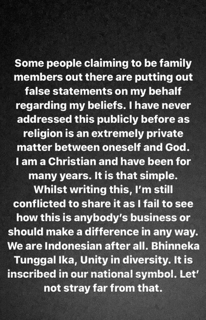 Tangkapan Layar Instagram Story Milik Akun Manohara Odelia Pinot