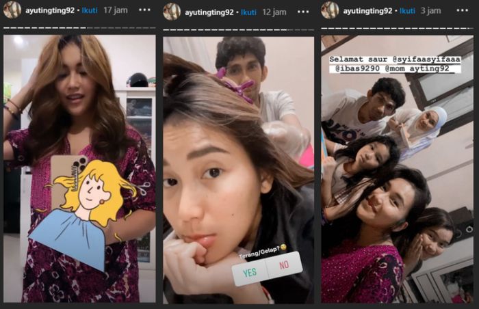 Penampilan Ayu Ting Ting saat sahur dengan warna rambut baruyangjustru curi perhatian