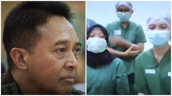 

KSAD Jenderal TNI Andika Perkasa menangis saat mendengar curhatan para tim medis di RSPAD yang berjibaku melawan virus corona. YouTube TNI AD