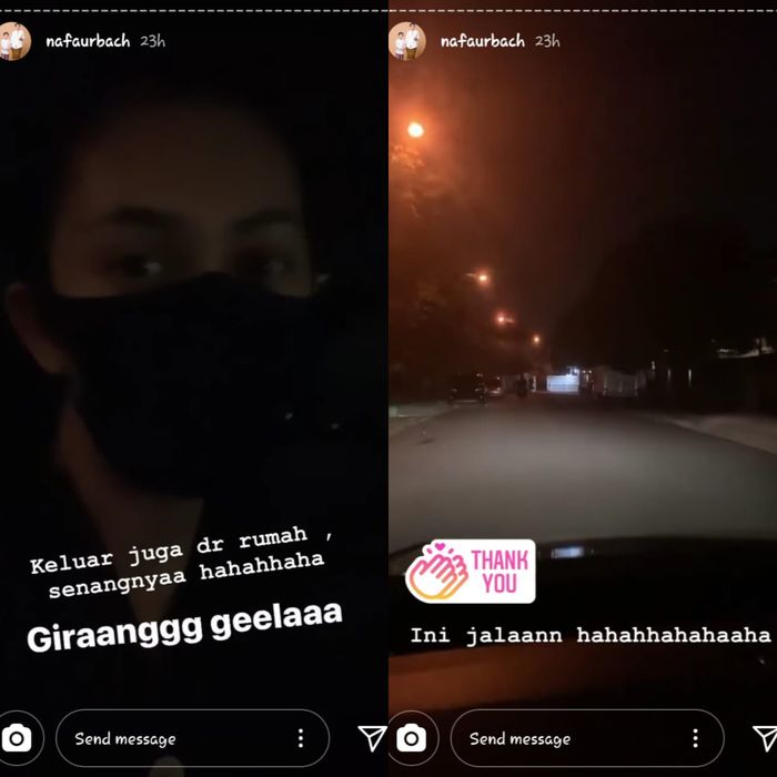 Nafa Urbah saat membagikan kegembiraan bisa keluar rumah di tengah pandemi corona