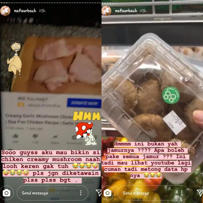 Nafa belanja bahan makanan ke supermarket