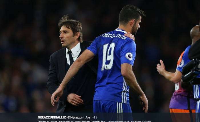 Diego Costa (Kanan) dan Antonio Conte saat masih sama-sama membela Chelsea.