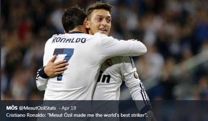 Cristiano Ronaldo dan Mesut Oezil saat masih di Real Madrid.