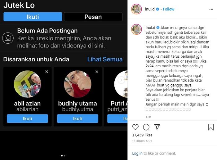 Inul Daratista membeberkan netizen yang meneror putranyaInstagram @inul.d