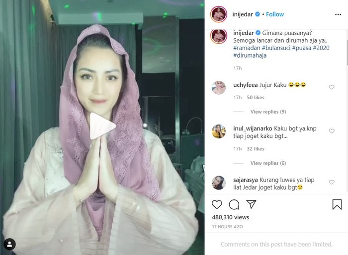Komentar netizen saat Jessica Iskandar main Tik Tok pakai kerudung.