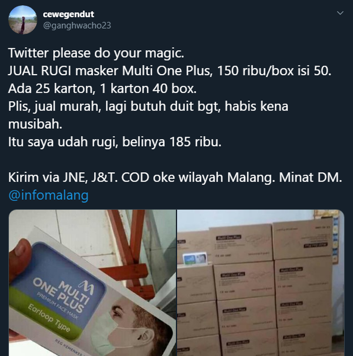 Penjual masker viral di Twitter