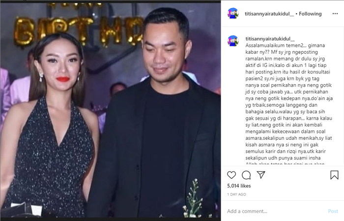 Unggahan Nyai Ratu Kidul soal Zaskia Gotik