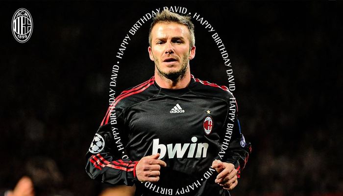 Ucapan selamat ulang tahun di akun resmi AC Milan untuk David Beckham.
