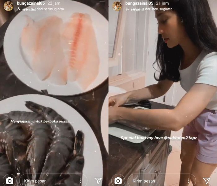 Bunga Zainal kepergok masak untuk menu berbuka puasa